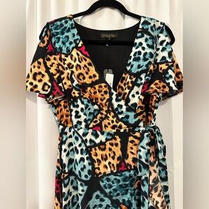 NWT Animal Print Wrap Dress